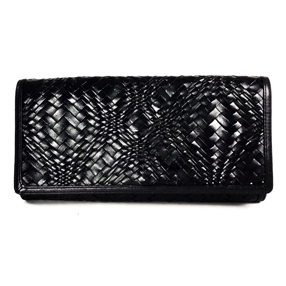 Cole Haan Hand-Woven Black Leather Clutch